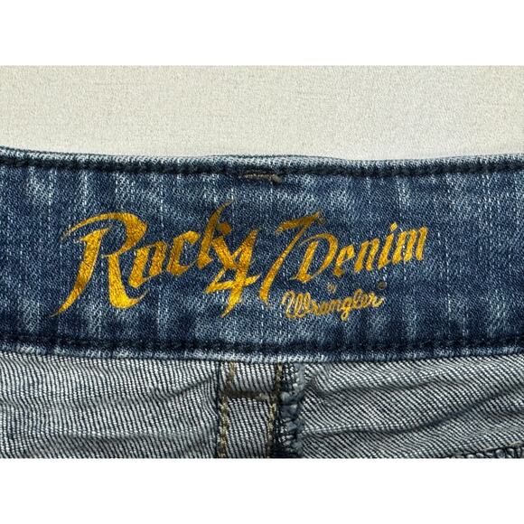 Rock 47 by Wrangler Men's Slim Boot Blue Stretch Denim Jeans - Size 39x30.5 - Picture 4 of 5